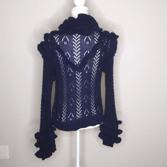Glamorous Navy Blue Ruffle Sweater Long Sleeve Pullover Women’s Size 8 NWT - Picture 7 of 12